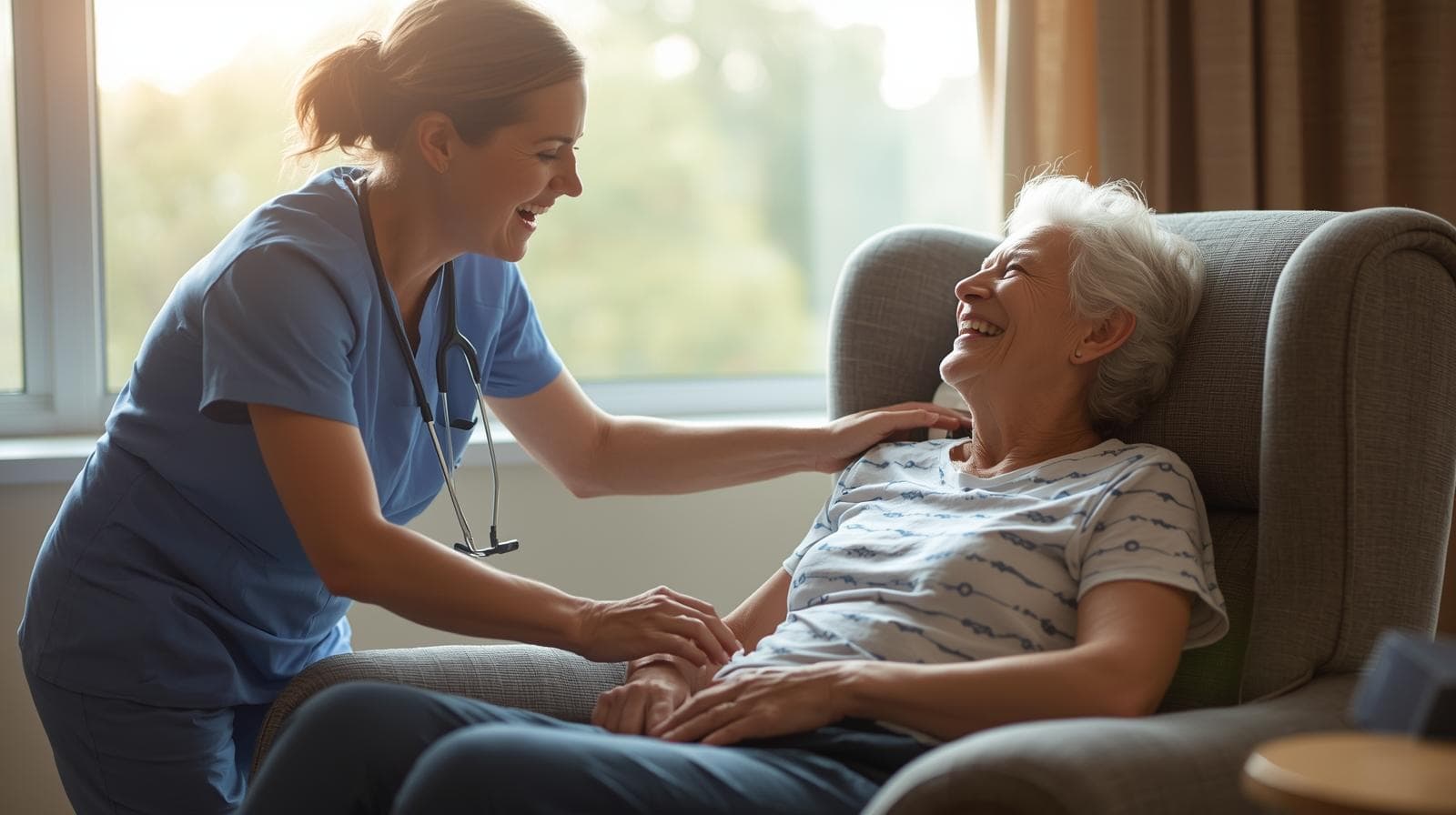 Nurse with patient in a positive consultation